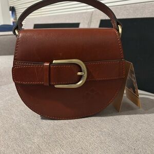 Patricia Nash Tan Leather Mini Bag with Gold Buckle